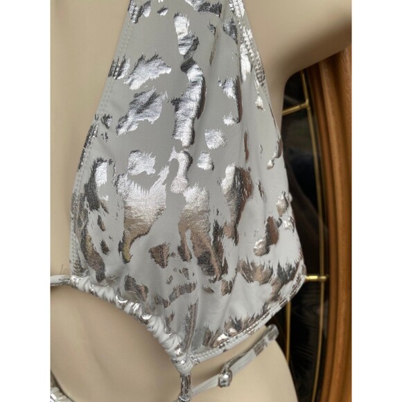 IconSwim jet setter swimsuit silver metallic animal print mob wife Size L nwt - Picture 7 of 10